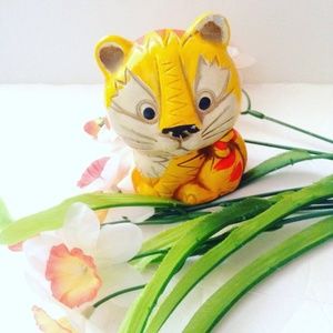 Mid Century Chalkware TIGER - Coin Bank - Mod- Vintage Kitsch